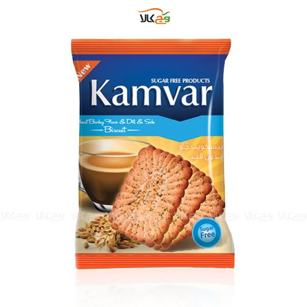 بیسکویت بدون قند با آرد جو رژیمی تزئین شده با شوید و زیره (دیابتی) – ۲ عددی – کامور